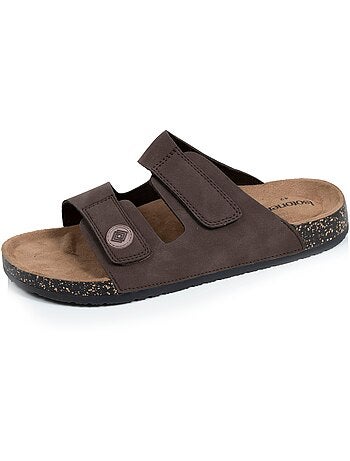 Sandalias con correas dobles de Velcros, plantilla de parche ultraconfortable en el Isotoner
