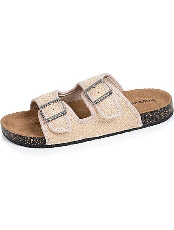 Sandalias con correas dobles, plantilla de talón de parche ultraconfortable Isotoner