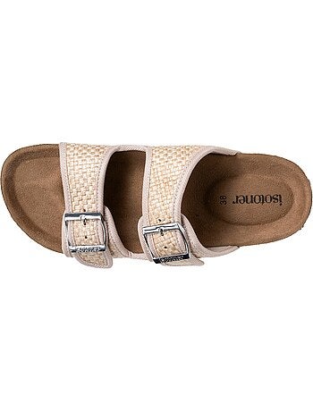 Sandalias con correas dobles, plantilla de talón de parche ultraconfortable Isotoner