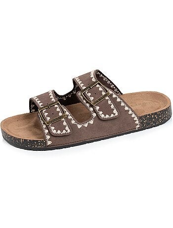 Sandalias con correas dobles, plantilla de talón de parche ultraconfortable Isotoner