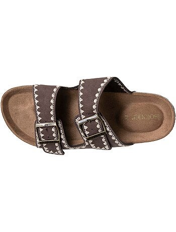 Sandalias con correas dobles, plantilla de talón de parche ultraconfortable Isotoner