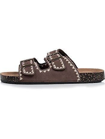 Sandalias con correas dobles, plantilla de talón de parche ultraconfortable Isotoner