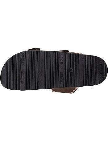 Sandalias con correas dobles, plantilla de talón de parche ultraconfortable Isotoner