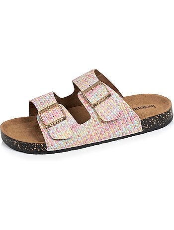 Sandalias con correas dobles, plantilla de talón de parche ultraconfortable Isotoner