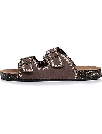 Sandalias con correas dobles, plantilla de talón de parche ultraconfortable
