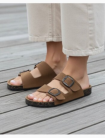 Sandalias plantilla de cuero parche confort everywear tacón isotoner
