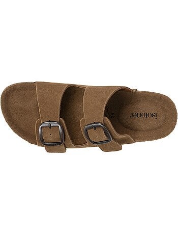 Sandalias plantilla de cuero parche confort everywear tacón isotoner