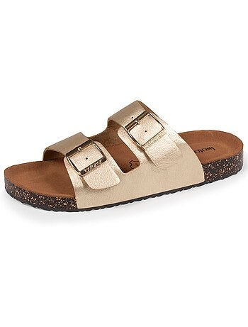 Sandalias con correas dobles ultra cómodas, plantilla de cuero isotoner