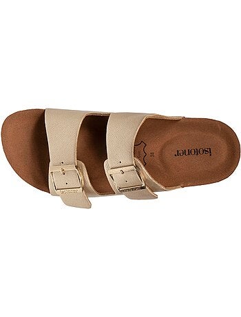 Sandalias con correas dobles ultra cómodas, plantilla de cuero isotoner