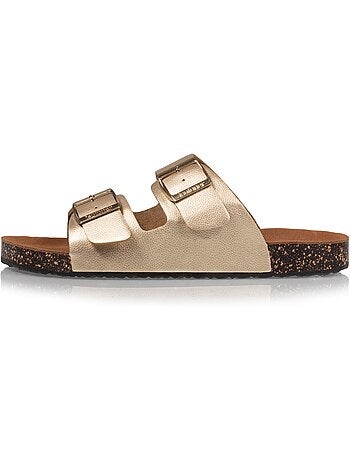 Sandalias con correas dobles ultra cómodas, plantilla de cuero isotoner