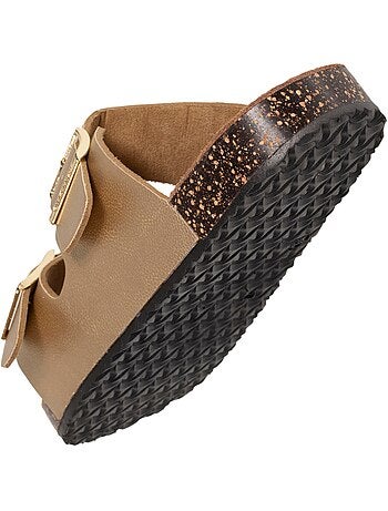 Sandalias con correas dobles ultra cómodas, plantilla de cuero isotoner