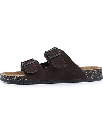 Sandalias con correas dobles ultra cómodas, plantilla de cuero isotoner