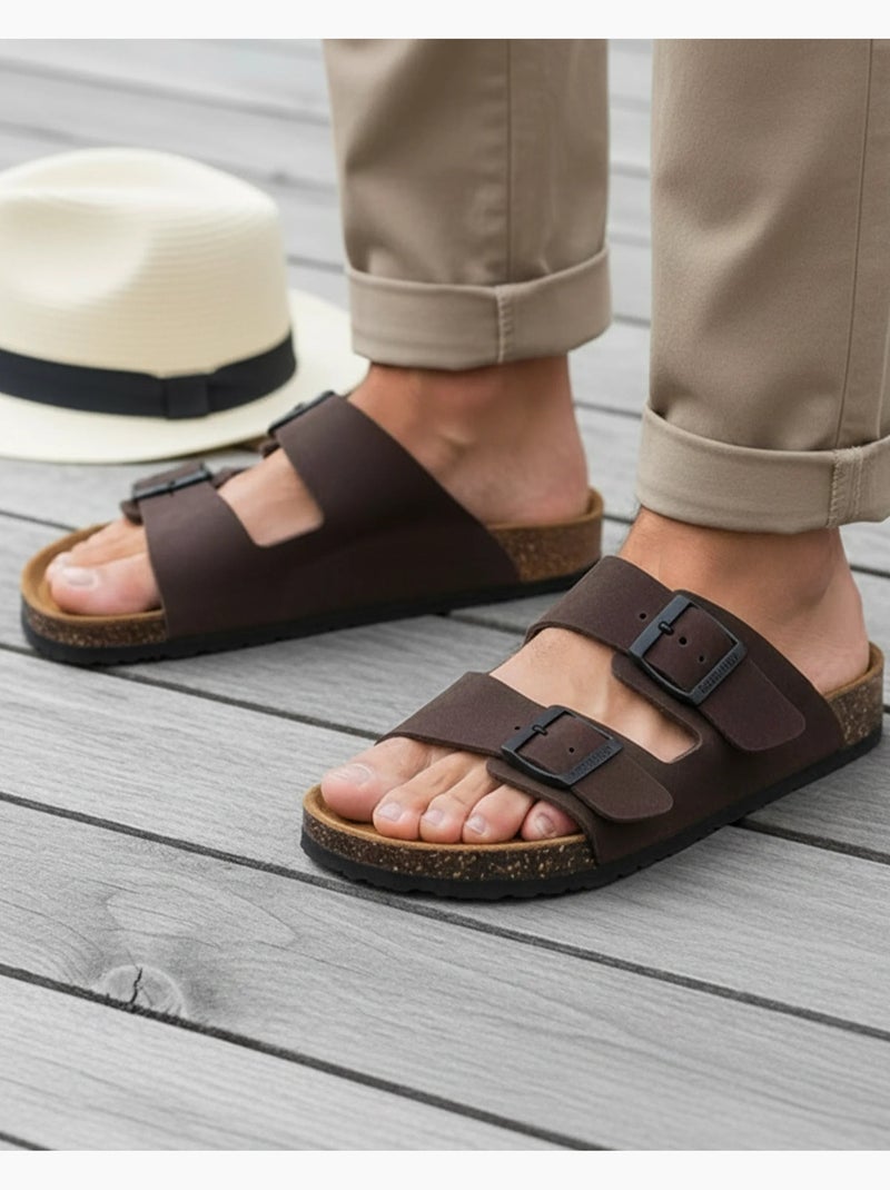 Sandalias con correas dobles ultra cómodas, plantilla de cuero  isotoner Marrón - Kiabi