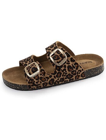 Sandalias plantilla de cuero parche confort everywear tacón isotoner