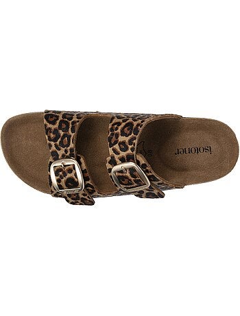 Sandalias plantilla de cuero parche confort everywear tacón isotoner