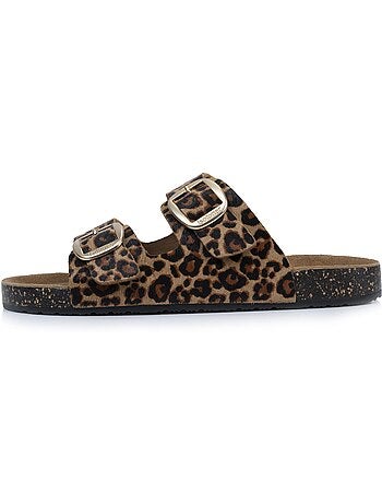 Sandalias plantilla de cuero parche confort everywear tacón isotoner
