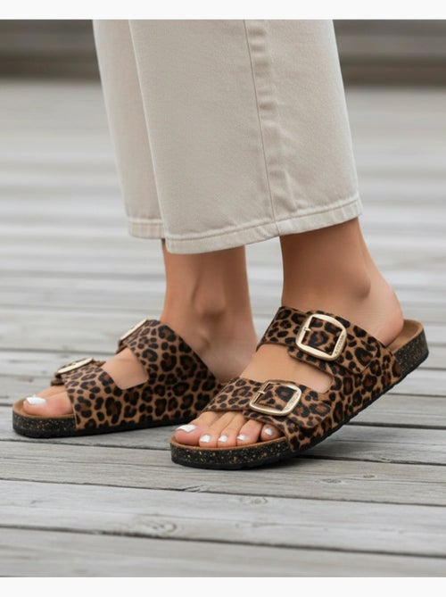 Sandalias con correas dobles ultra cómodas, plantilla de cuero isotoner - Kiabi Sandalias con correas dobles ultra cómodas, plantilla de cuero isotoner - Kiabi