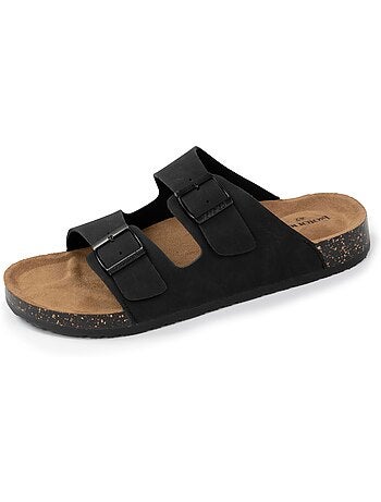 Sandalias con correas dobles ultra cómodas, plantilla de cuero isotoner
