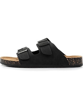 Sandalias con correas dobles ultra cómodas, plantilla de cuero isotoner