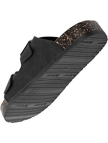 Sandalias con correas dobles ultra cómodas, plantilla de cuero isotoner
