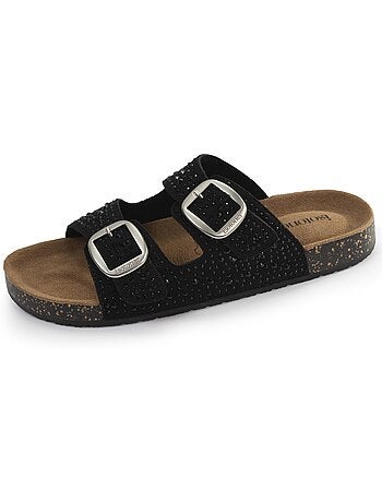 Sandalias con correas dobles ultra cómodas, plantilla de cuero isotoner