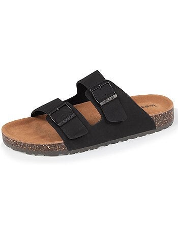 Sandalias con correas dobles ultra cómodas, plantilla de cuero isotoner