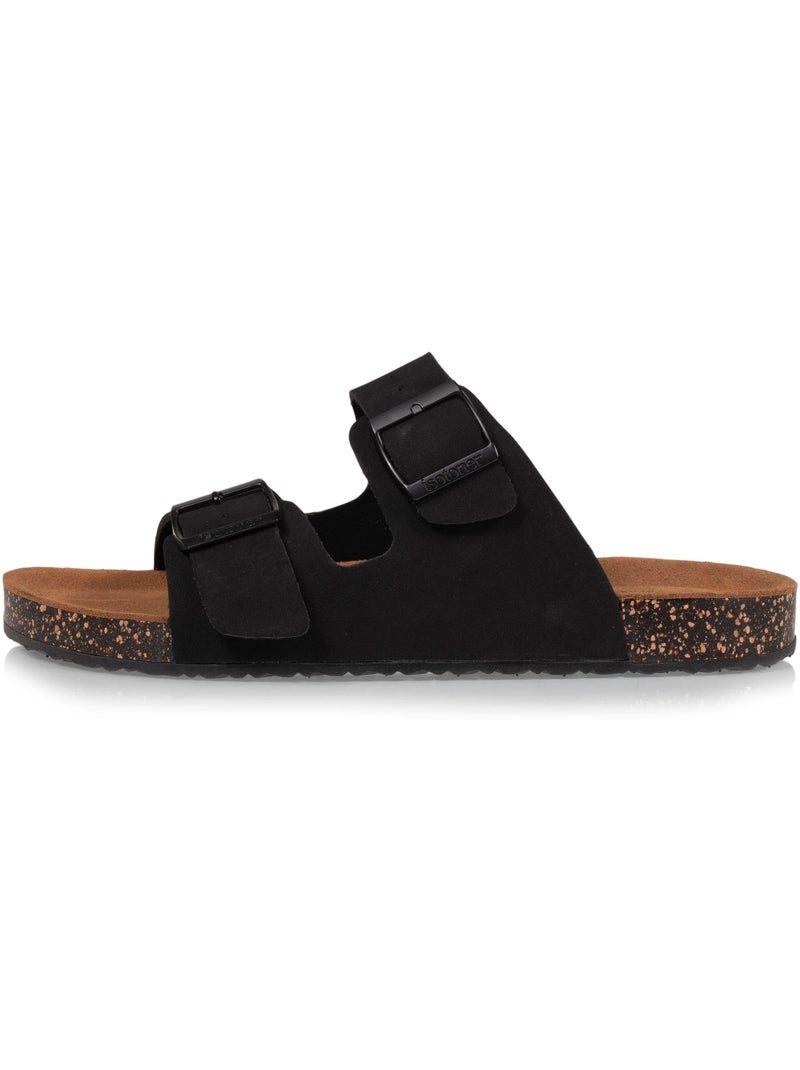 Sandalias con correas dobles ultra cómodas, plantilla de cuero  isotoner Negro - Kiabi