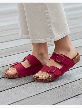 Sandalias plantilla de cuero parche confort everywear tacón isotoner