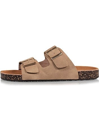 Sandalias con correas dobles ultra cómodas, plantilla de cuero isotoner