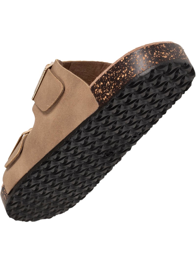 Sandalias con correas dobles ultra cómodas, plantilla de cuero  isotoner Taupe - Kiabi