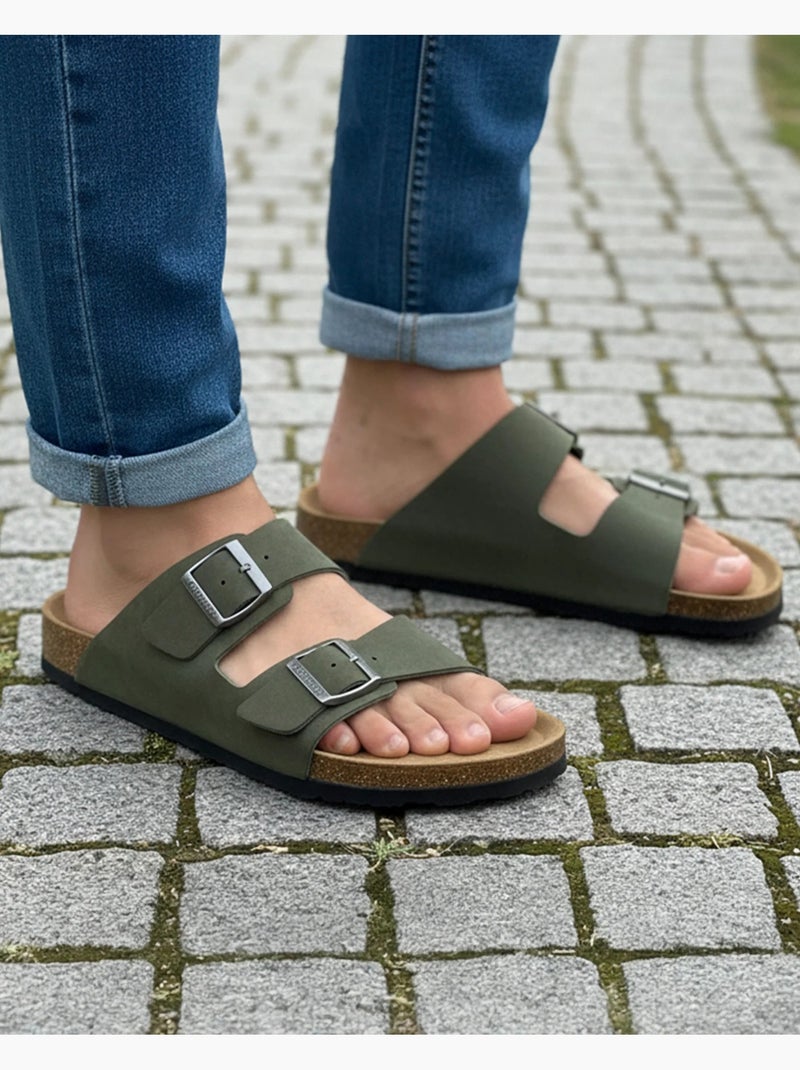 Sandalias con correas dobles ultracómodas  Isotoner Caqui - Kiabi