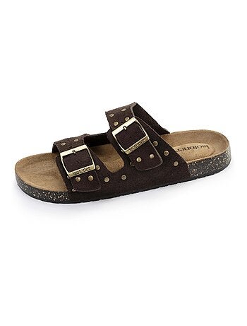 Sandalias con correas dobles, plantilla de talón de parche ultraconfortable Isotoner