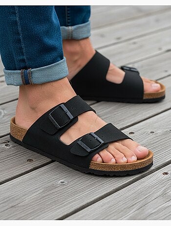 Sandalias con correas ultracómodas, plantilla de cuero isotoner