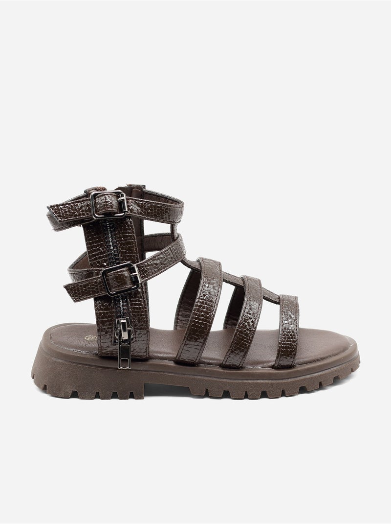 Sandalias con cremallera Marrón - Kiabi