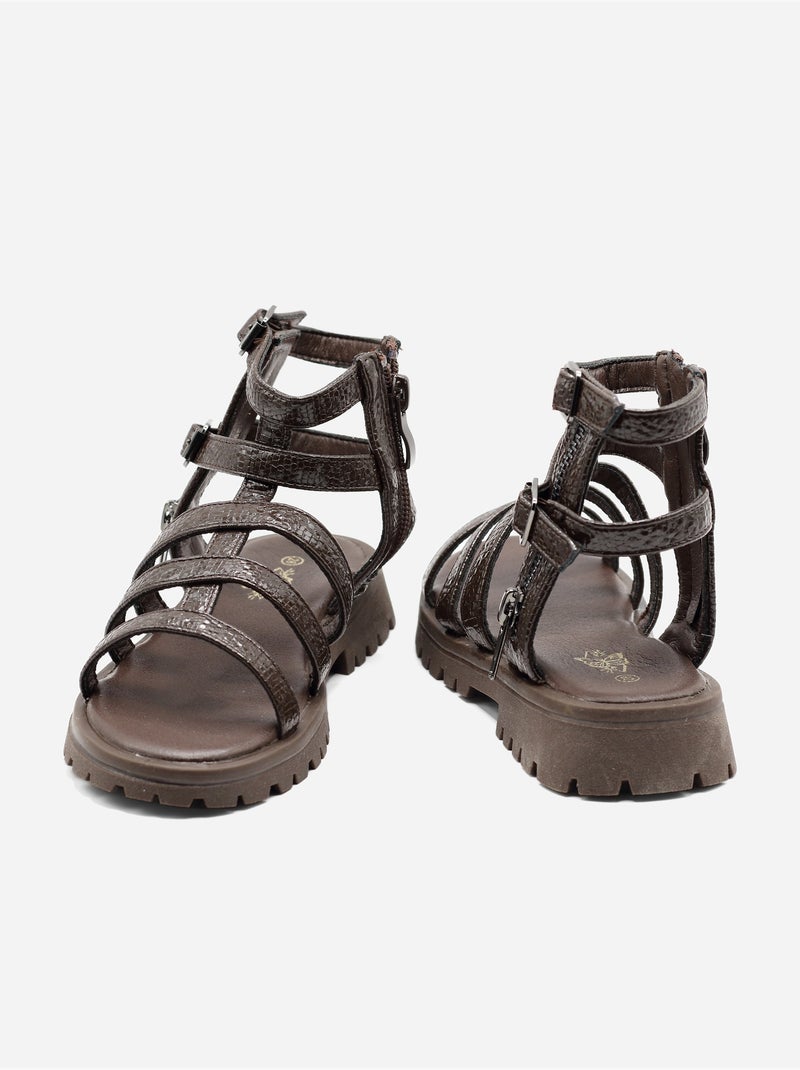 Sandalias con cremallera Marrón - Kiabi