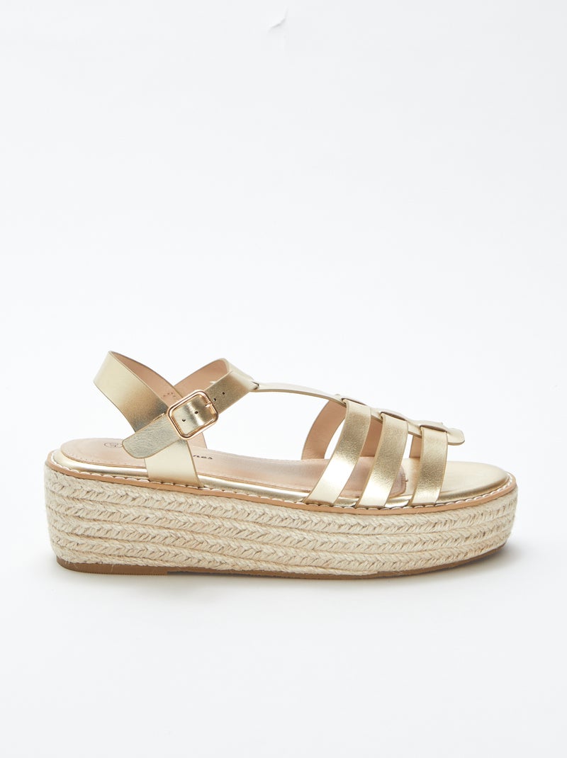 Sandalias con cuña con suela de esparto BEIGE - Kiabi