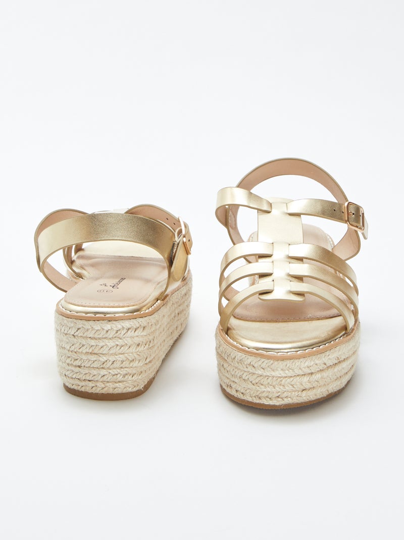 Sandalias con cuña con suela de esparto BEIGE - Kiabi