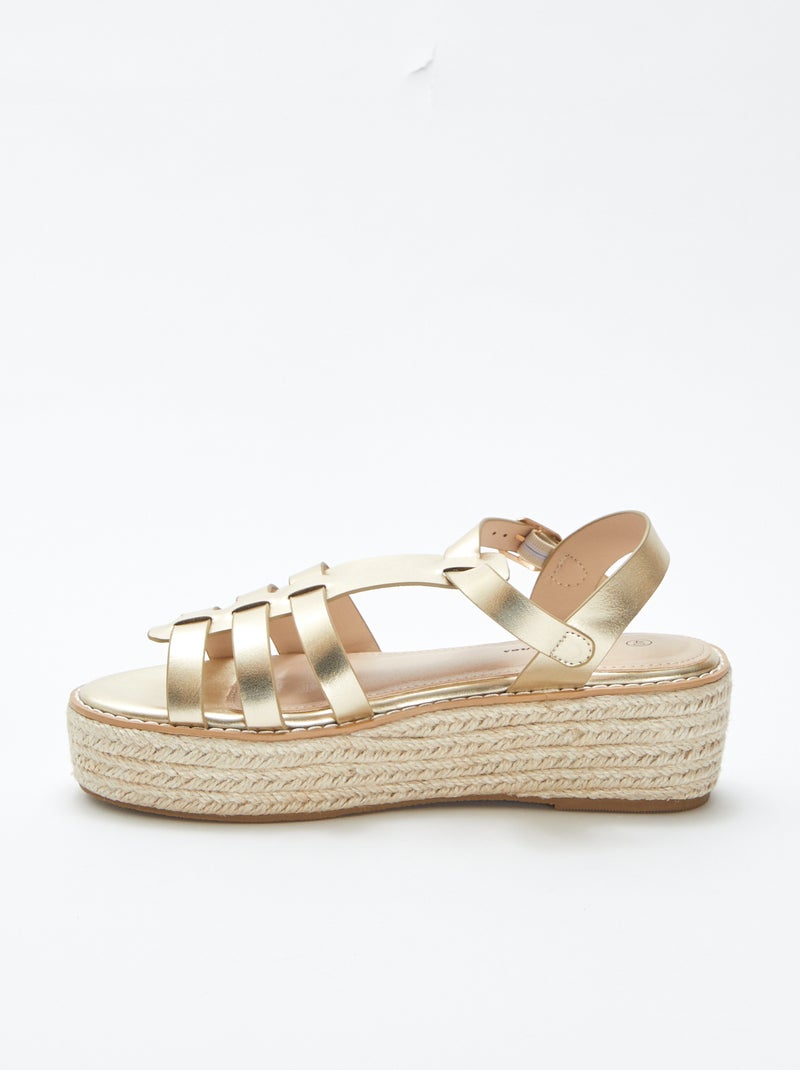 Sandalias con cuña con suela de esparto BEIGE - Kiabi