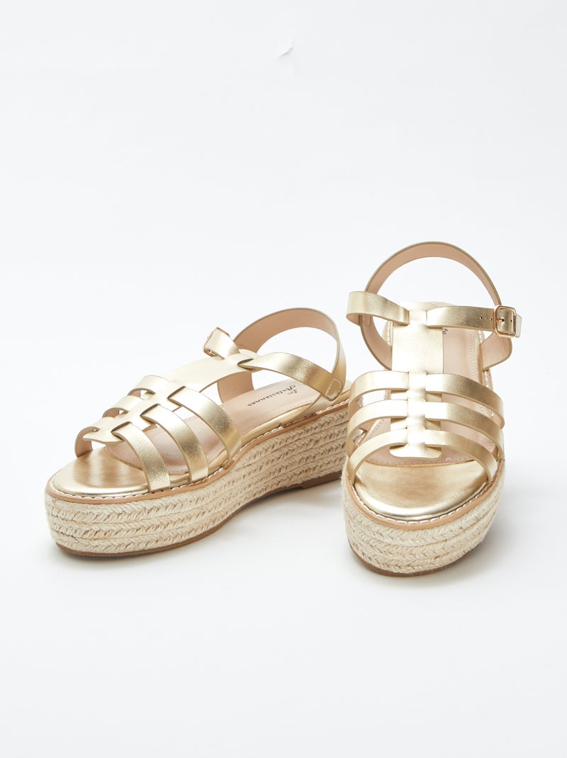 Sandalias con cuña con suela de esparto BEIGE - Kiabi