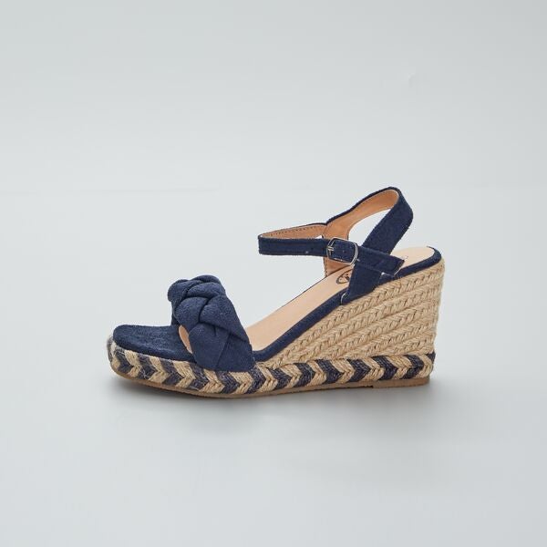 Sandalias con cuña de esparto Mujer talla 34 a 48 - azul navy - Kiabi -  24,00€