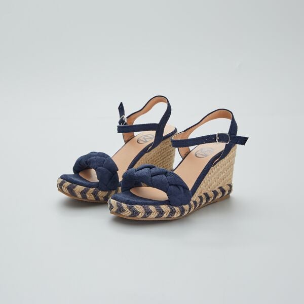 Sandalias con cuña de esparto Mujer talla 34 a 48 - azul navy - Kiabi -  24,00€