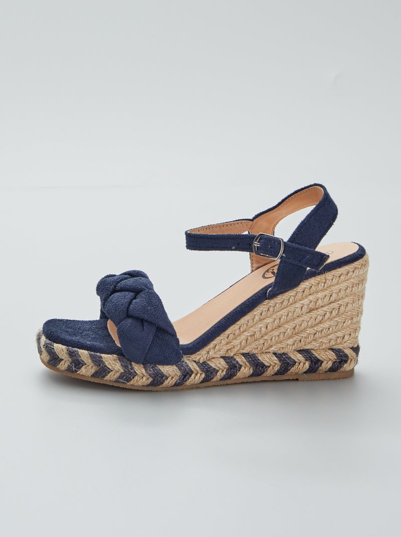 Sandalias con cuña de esparto azul navy - Kiabi