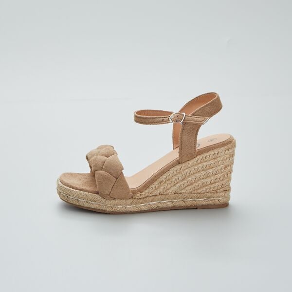 Sandalias con cuña de esparto Mujer talla 34 a 48 - BEIGE - Kiabi - 24,00€