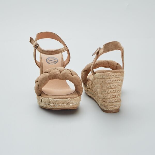 Sandalias con cuña de esparto Mujer talla 34 a 48 - azul navy - Kiabi -  24,00€