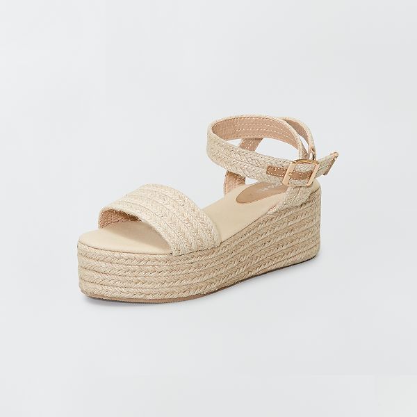 sandalias cuña esparto beige