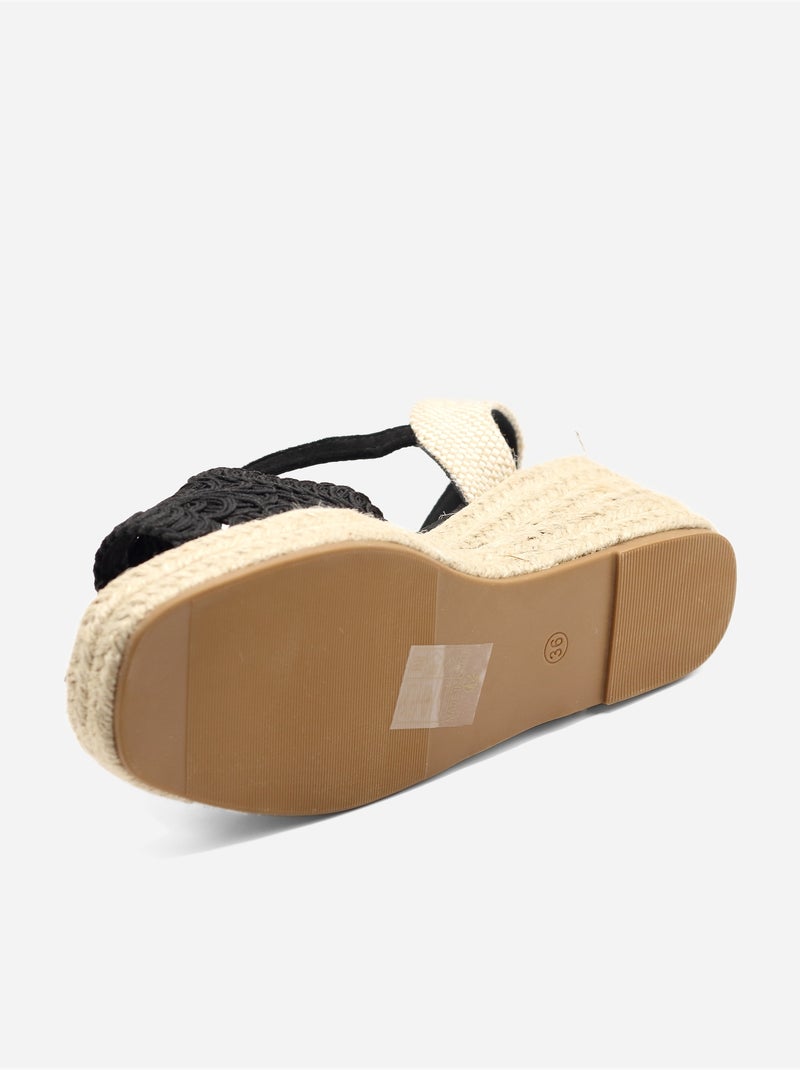 Sandalias con cuña de ganchillo Negro - Kiabi