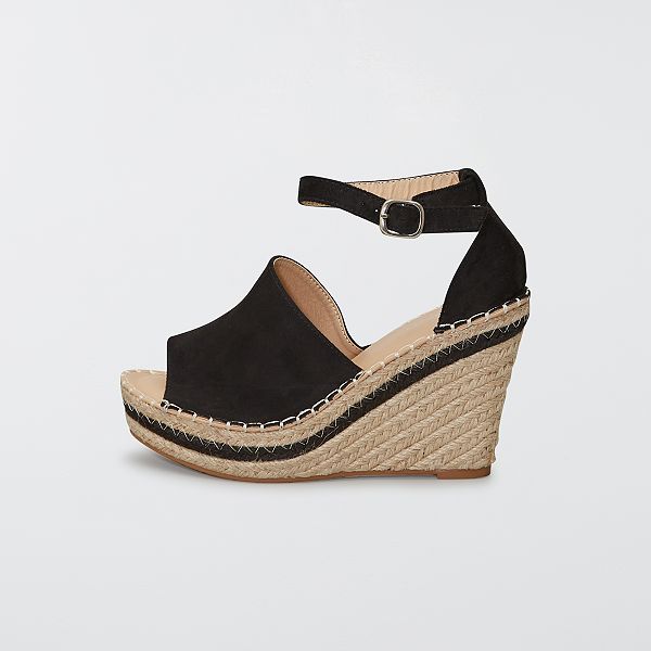 Sandalias con cuña Mujer talla 34 a 48 - NEGRO - Kiabi - 22,00€