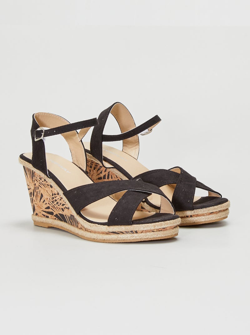 Sandalias con cuña negro - Kiabi