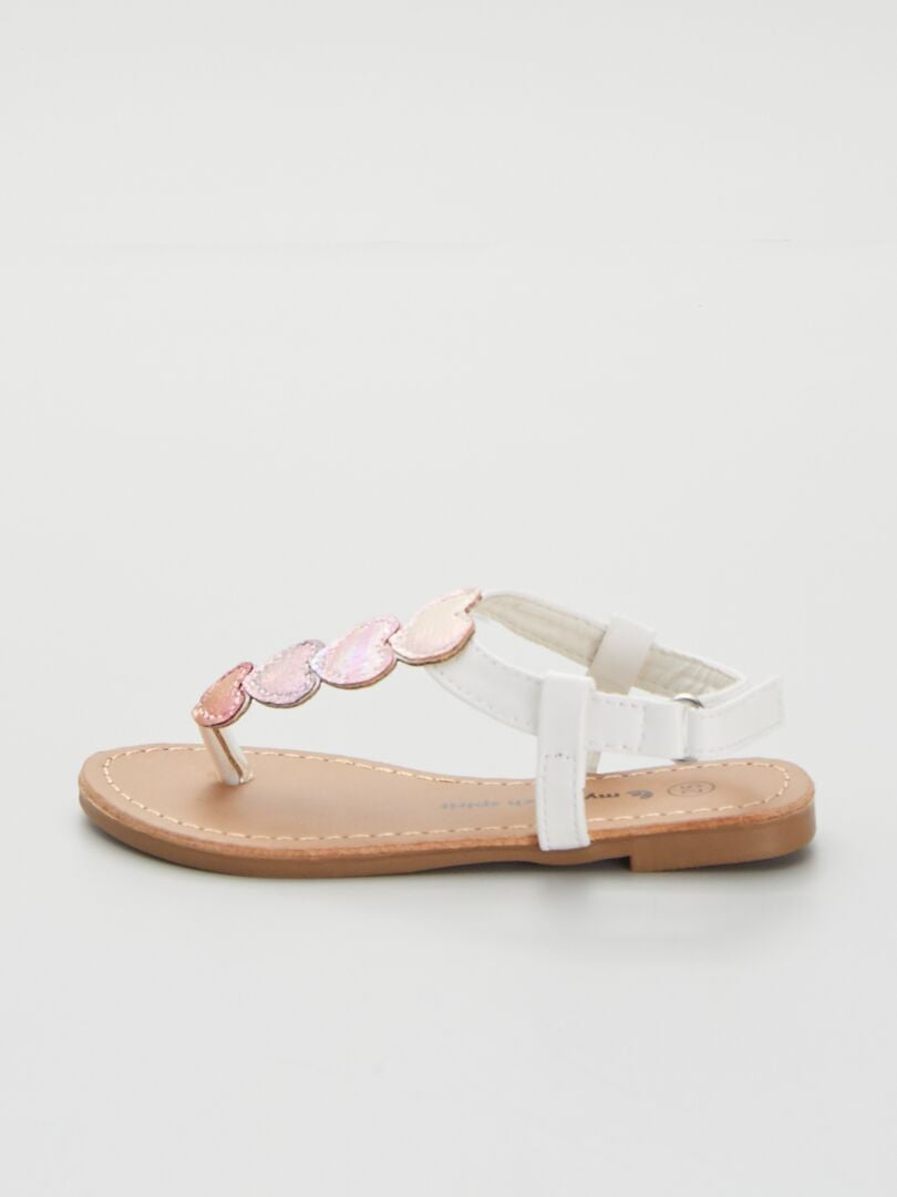 Sandalias con detalle de 'corazón' blanco/rosa - Kiabi
