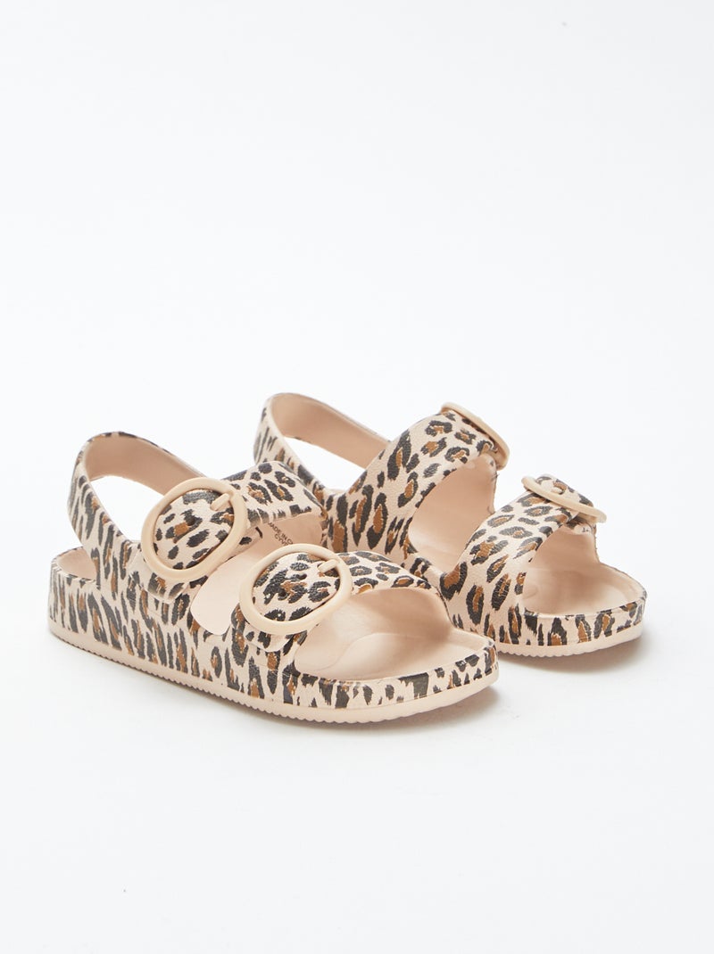 Sandalias con doble tira de goma moldeada MARRON - Kiabi
